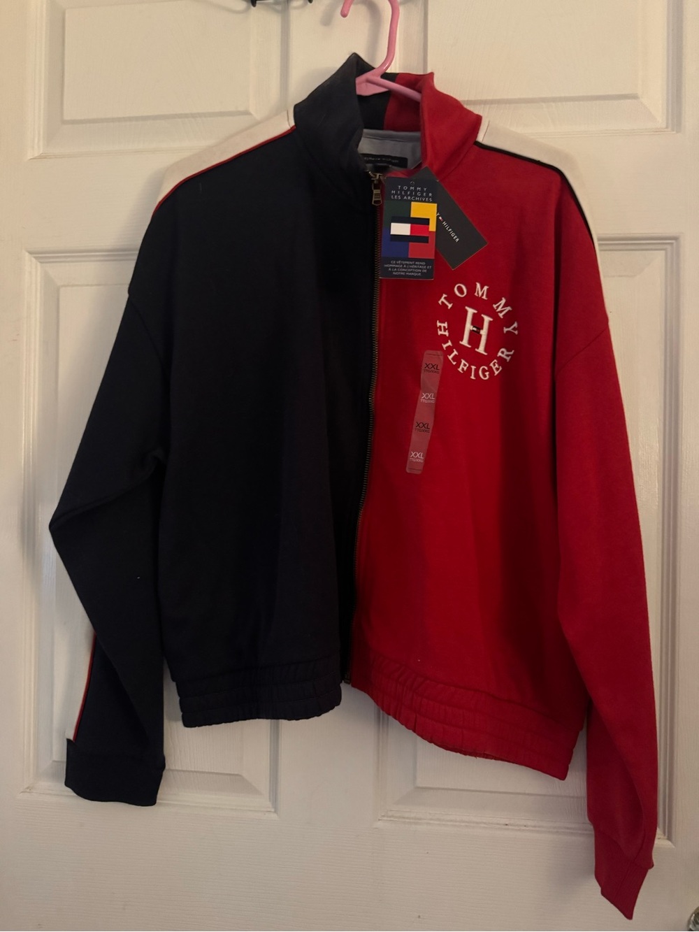 Tommy Hilfiger Two-Tone Half-Zip Pullover - Navy & Red